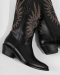 Czarne kowbojki na niskim obcasie PREMIUM