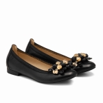 Czarne eleganckie baleriny z ozdobą