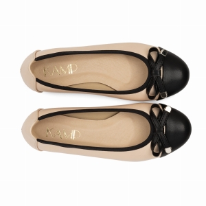 baleriny damskie ze skóry naturalnej w kolorze beżowym