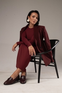 Bordowe mokasyny ze skóry naturalnej