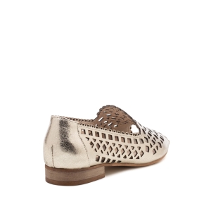 Złote ażurowe sandały z wycięciem na palce